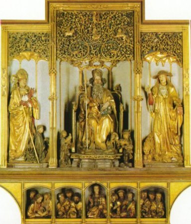 Augustinus, Aontonius und Hieronymus – Skulpturengruppe von Niclas Hagenauer