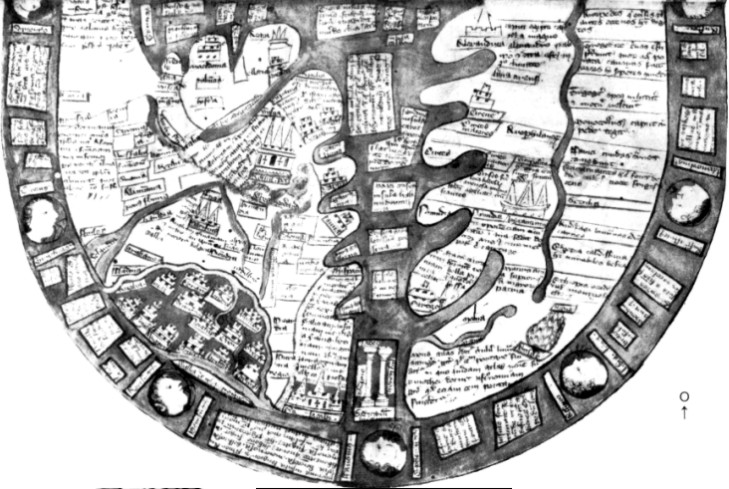 Weltkarte des Ranulf Higden im Polychronicon (vor 1363)