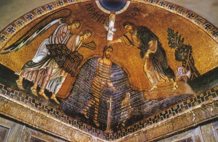 Baptsis: Jesu Taufe im Jordan durch Johannes den Vorlufer
